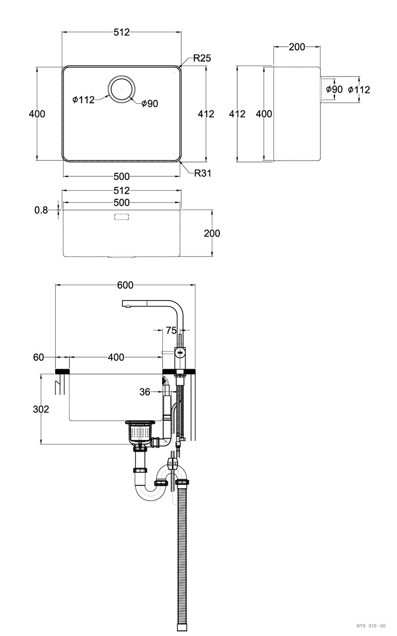 FRANKE 不鏽鋼廚房水槽 MYX 210-50